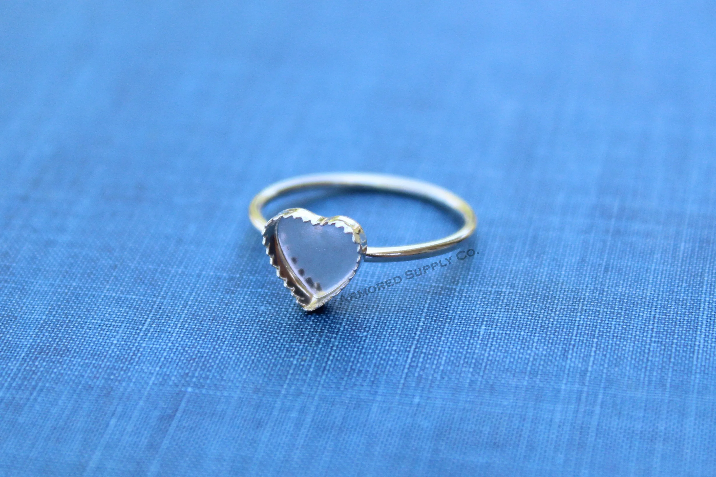 Silver 8mm Serrated Heart Bezel Cup Ring blank