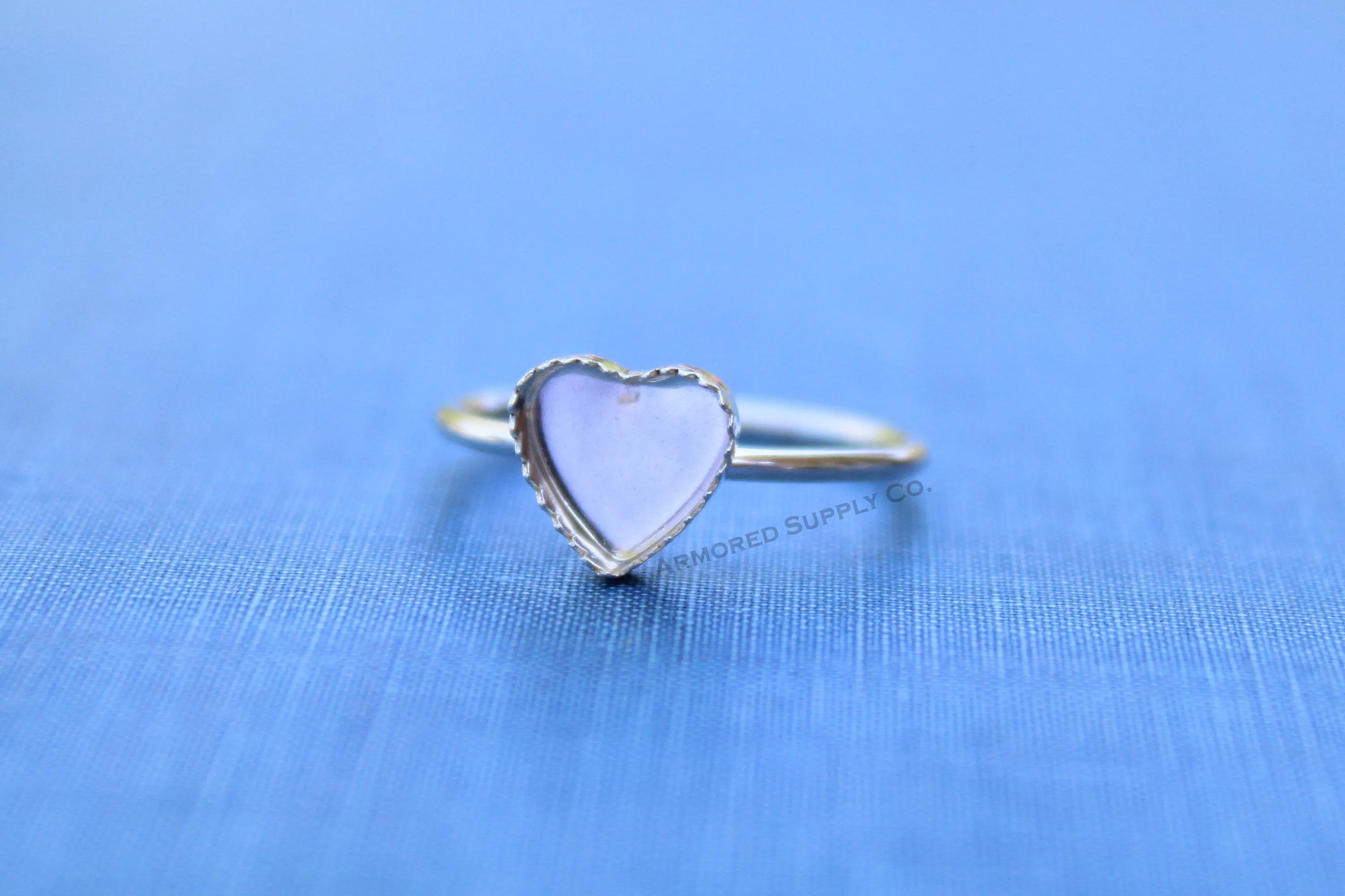 Silver 8mm Serrated Heart Bezel Cup Ring blank