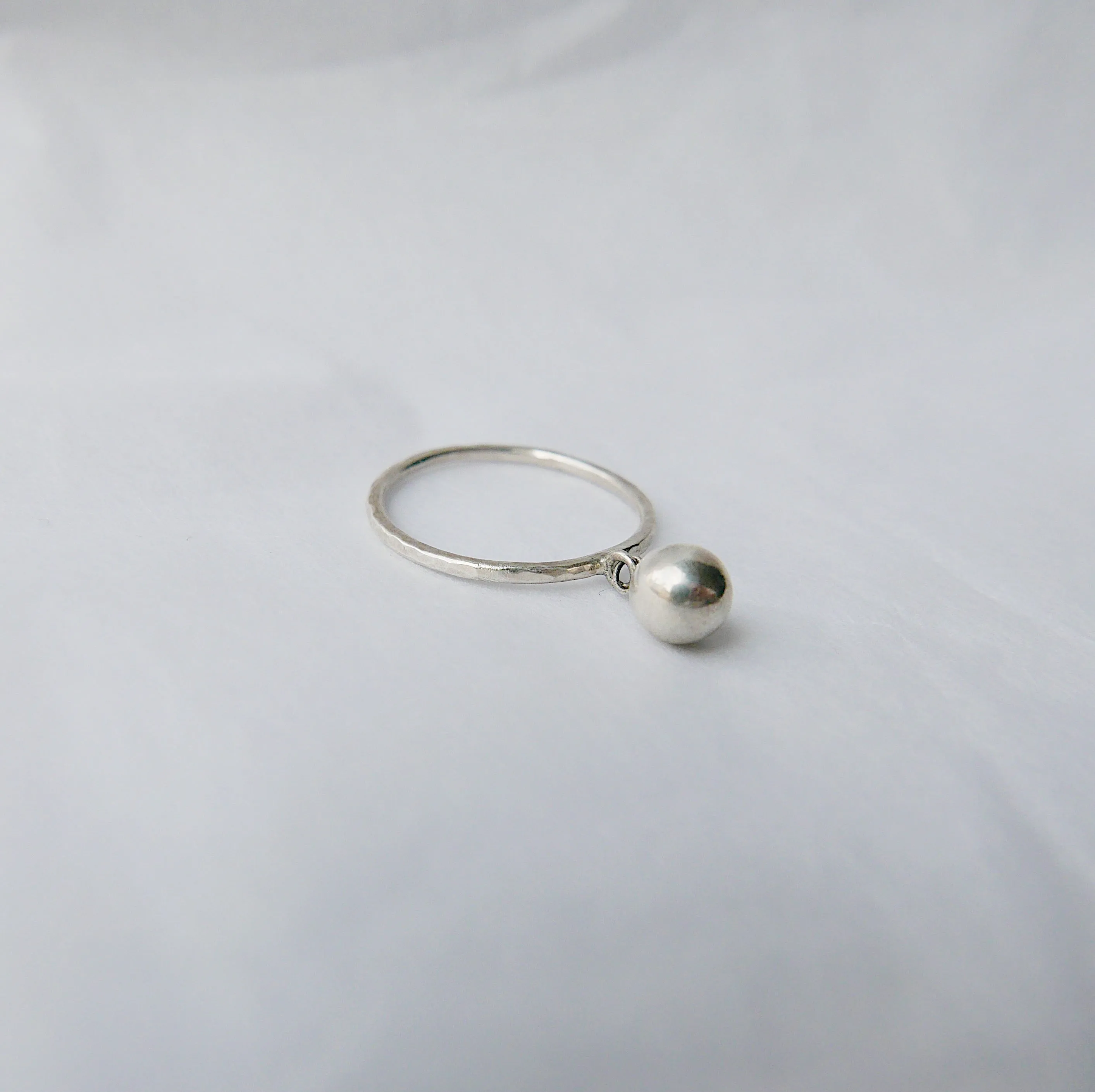 Silver Ball Charm Ring