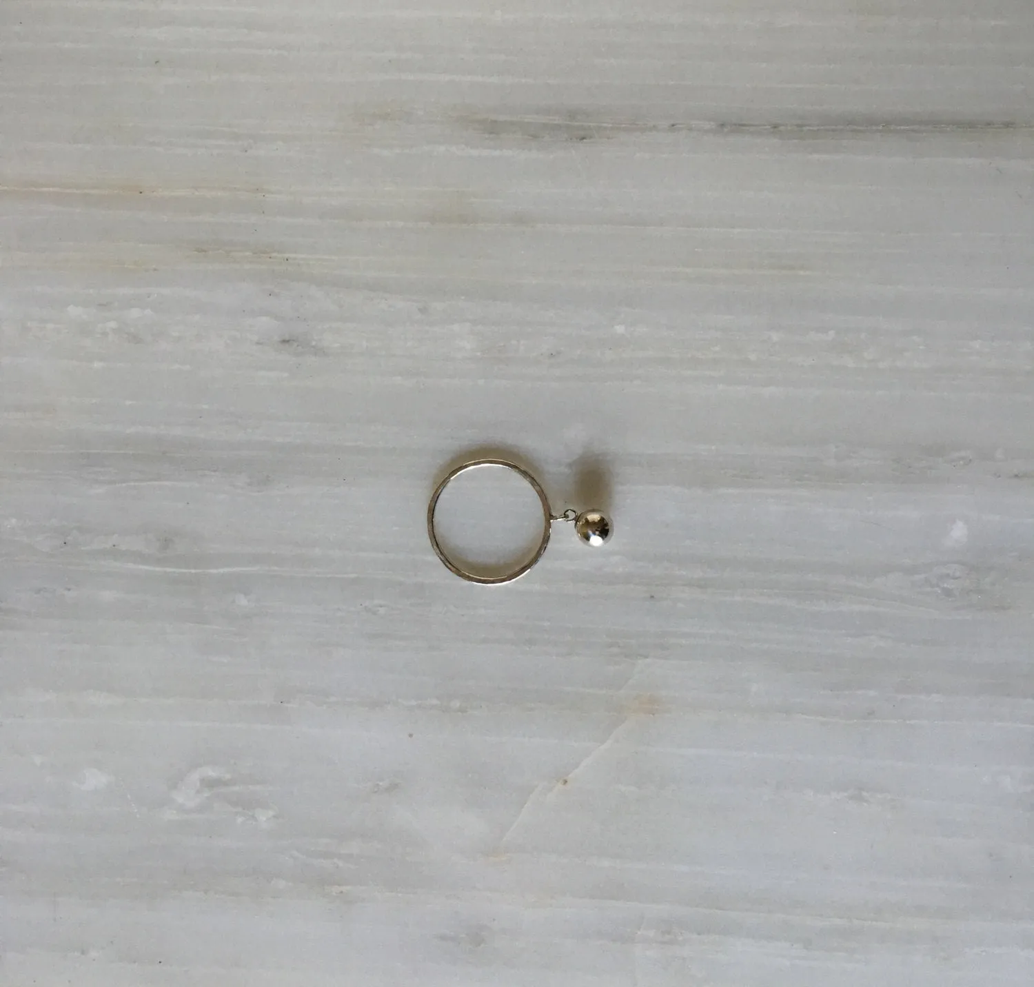 Silver Ball Charm Ring