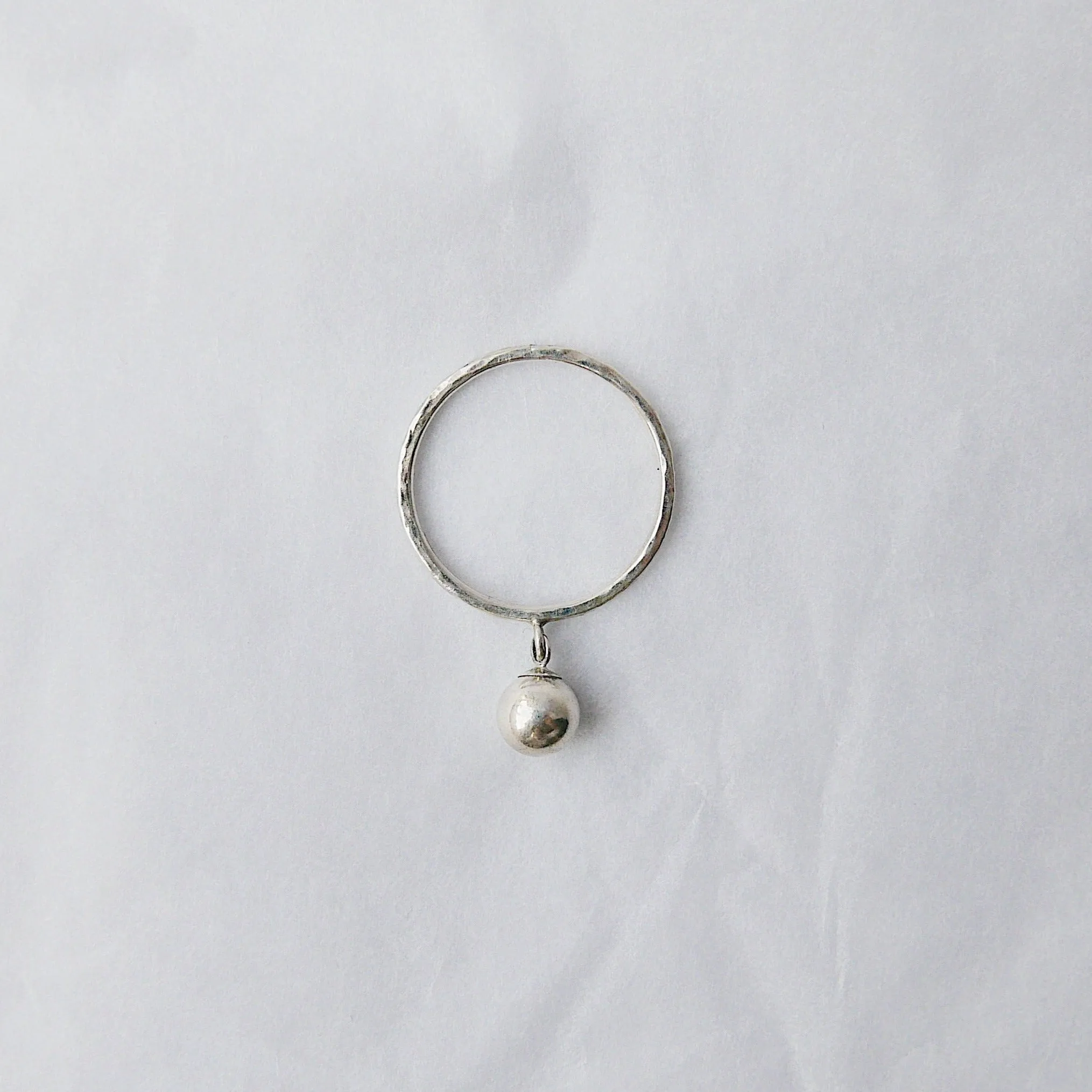 Silver Ball Charm Ring