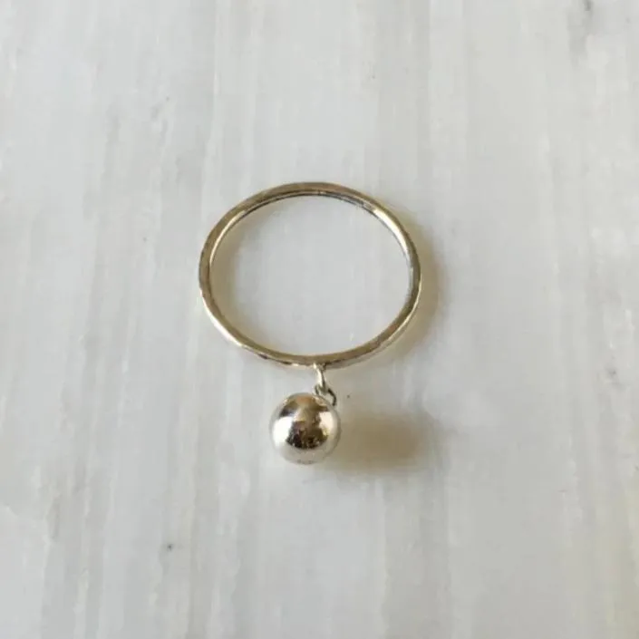 Silver Ball Charm Ring