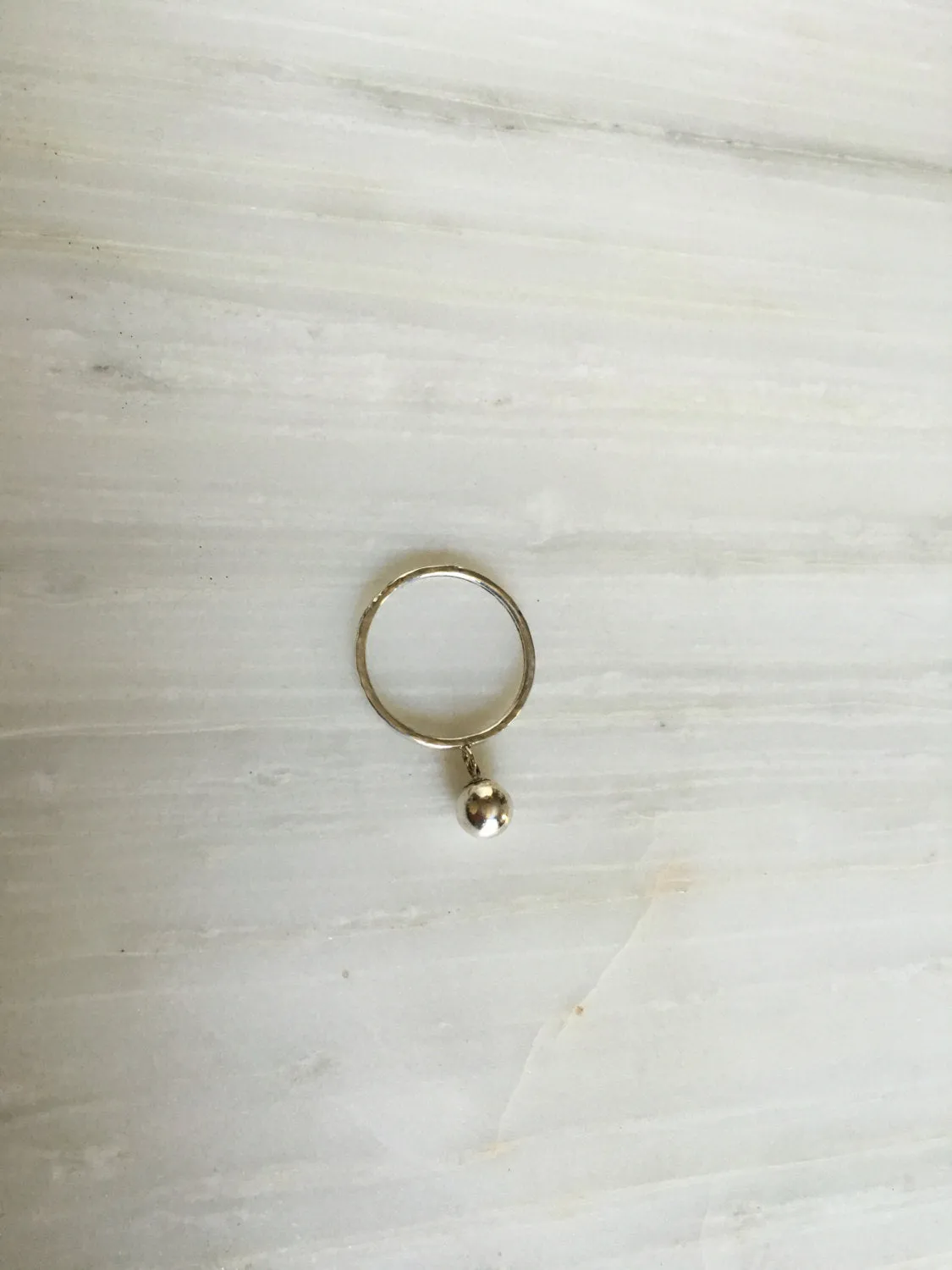Silver Ball Charm Ring
