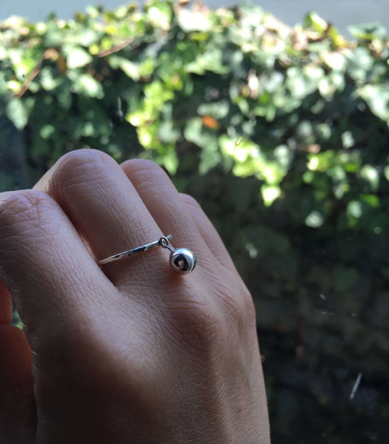 Silver Ball Charm Ring