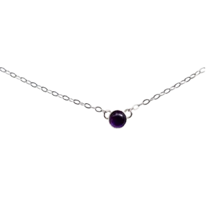 Silver Gemstone Solitaire Necklace