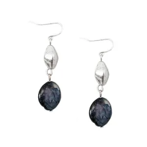 SILVER-GRAY MOTHER OF PEARL EARRINGS  #SE29285_S-GREY (BC13)
