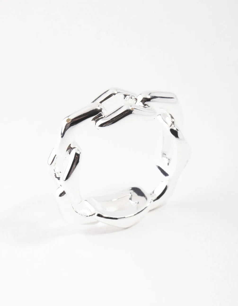 Silver Plated Rectangle Link Ring