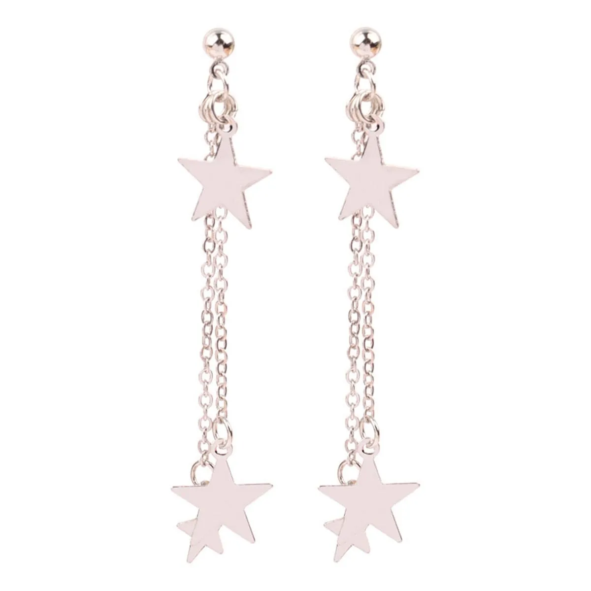 Silver-Plated Star Tassel Drop Earrings