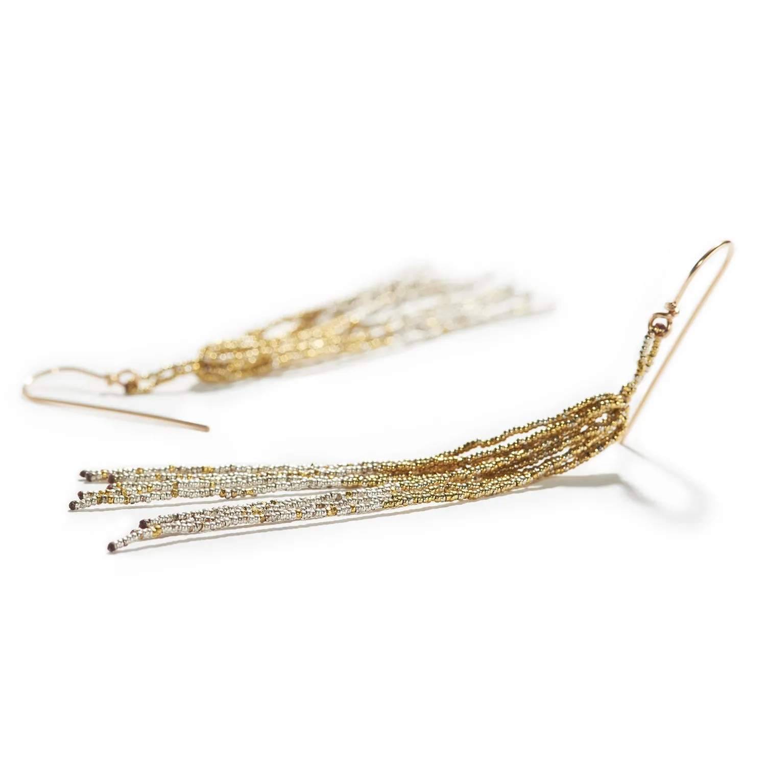 Silver Wash Tassel Earrings