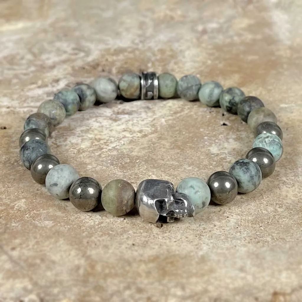 Sinister Skull Beaded Bracelet African Turquoise