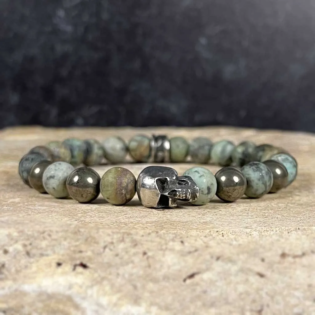 Sinister Skull Beaded Bracelet African Turquoise