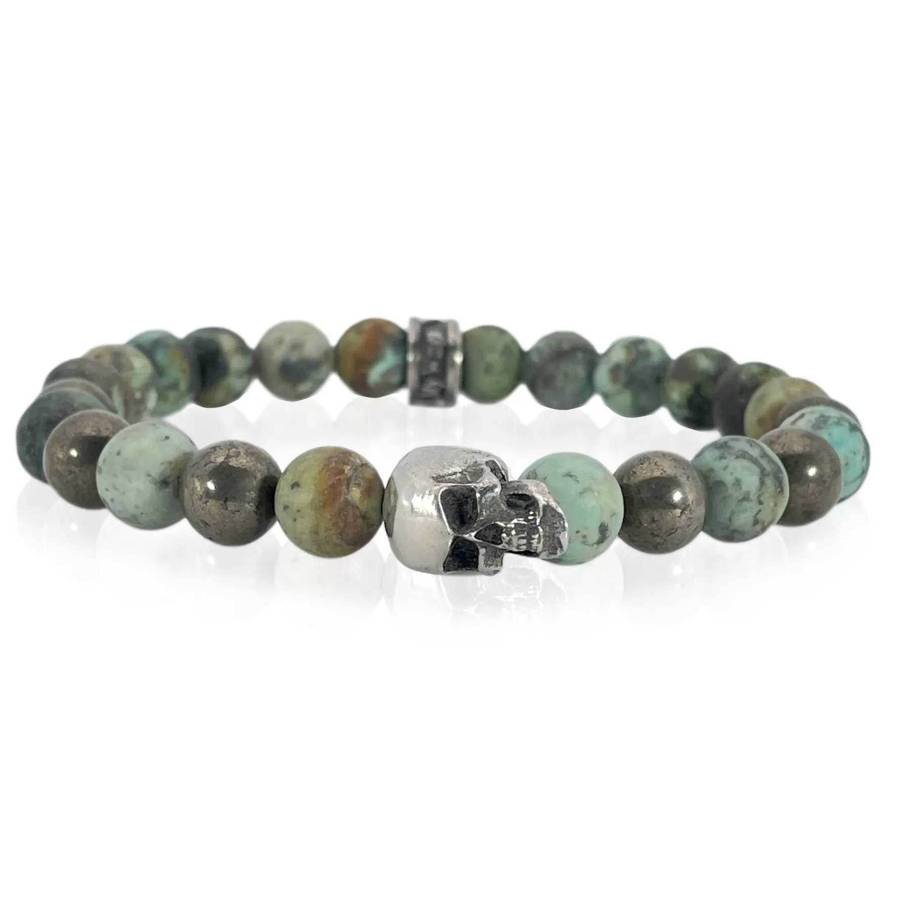 Sinister Skull Beaded Bracelet African Turquoise