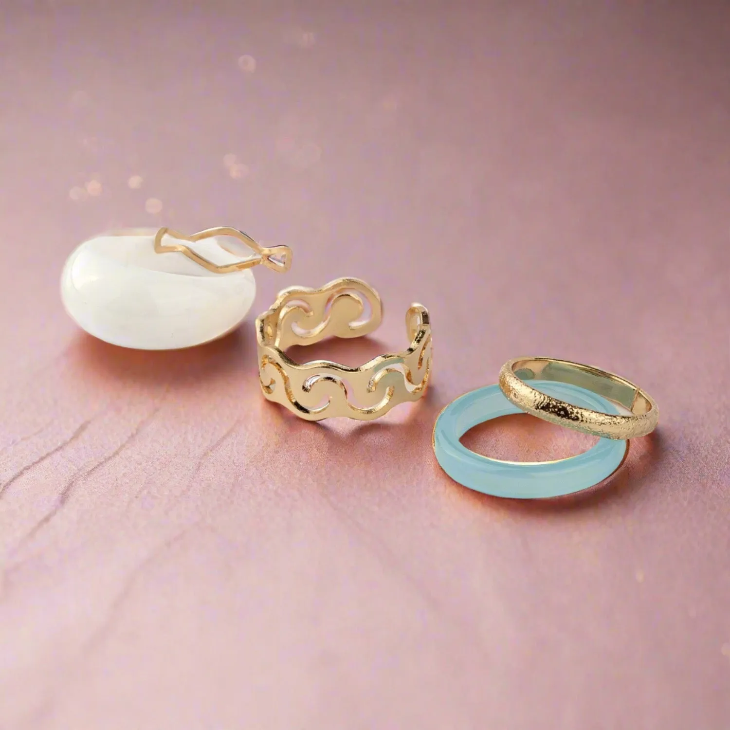 Sky Blue Stackable Rings Set (Pack of 5)