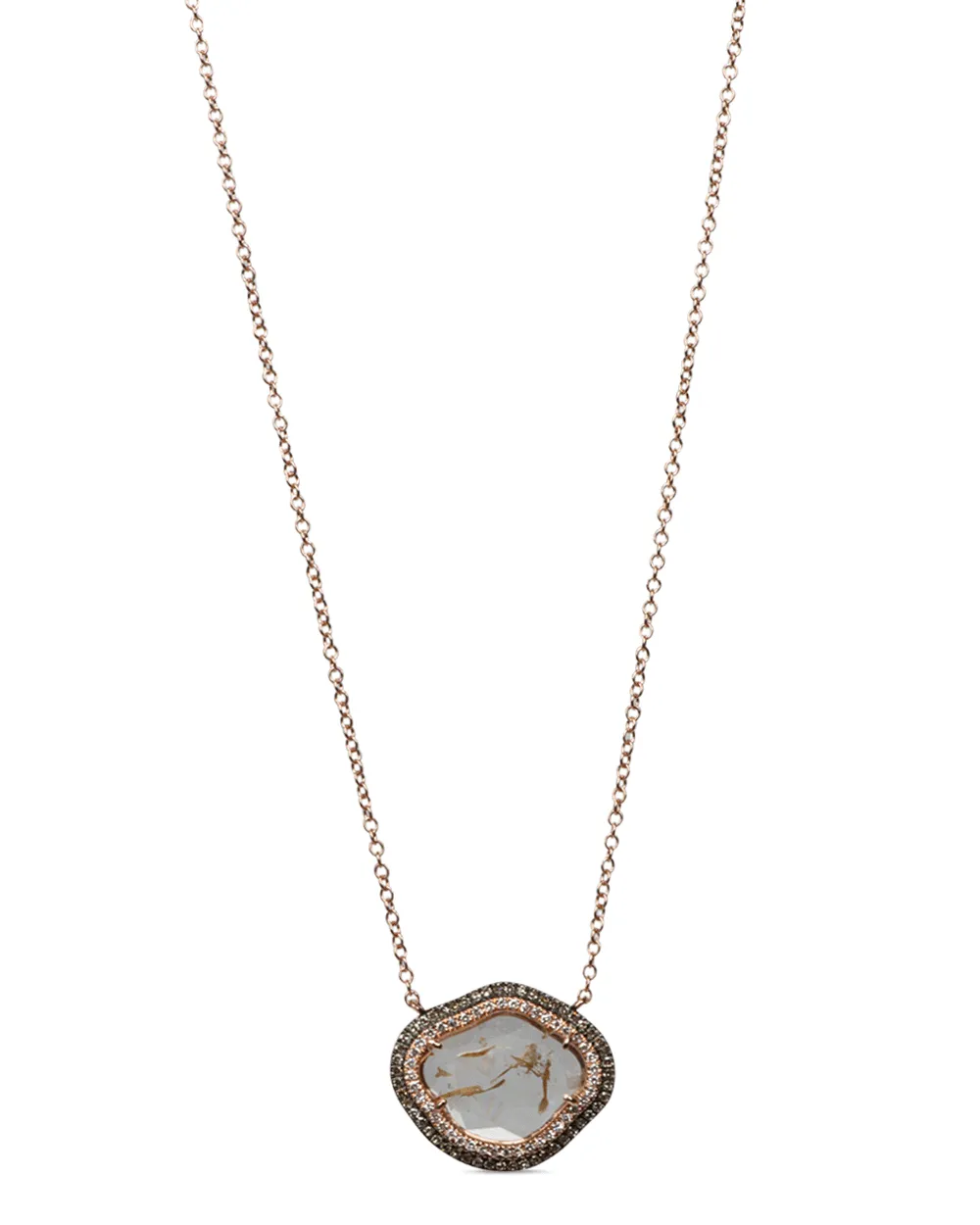 Sliced Diamond Halo Necklace
