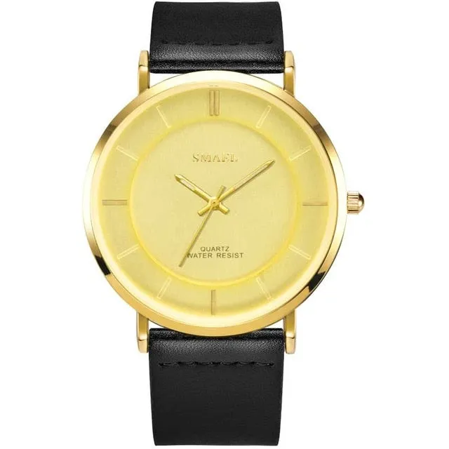 SMAEL Fashion 8MM Ultra-thin Mens Watches Leather Strap Simple style Business Men Waterproof Watch Male Clock Relogio Masculino
