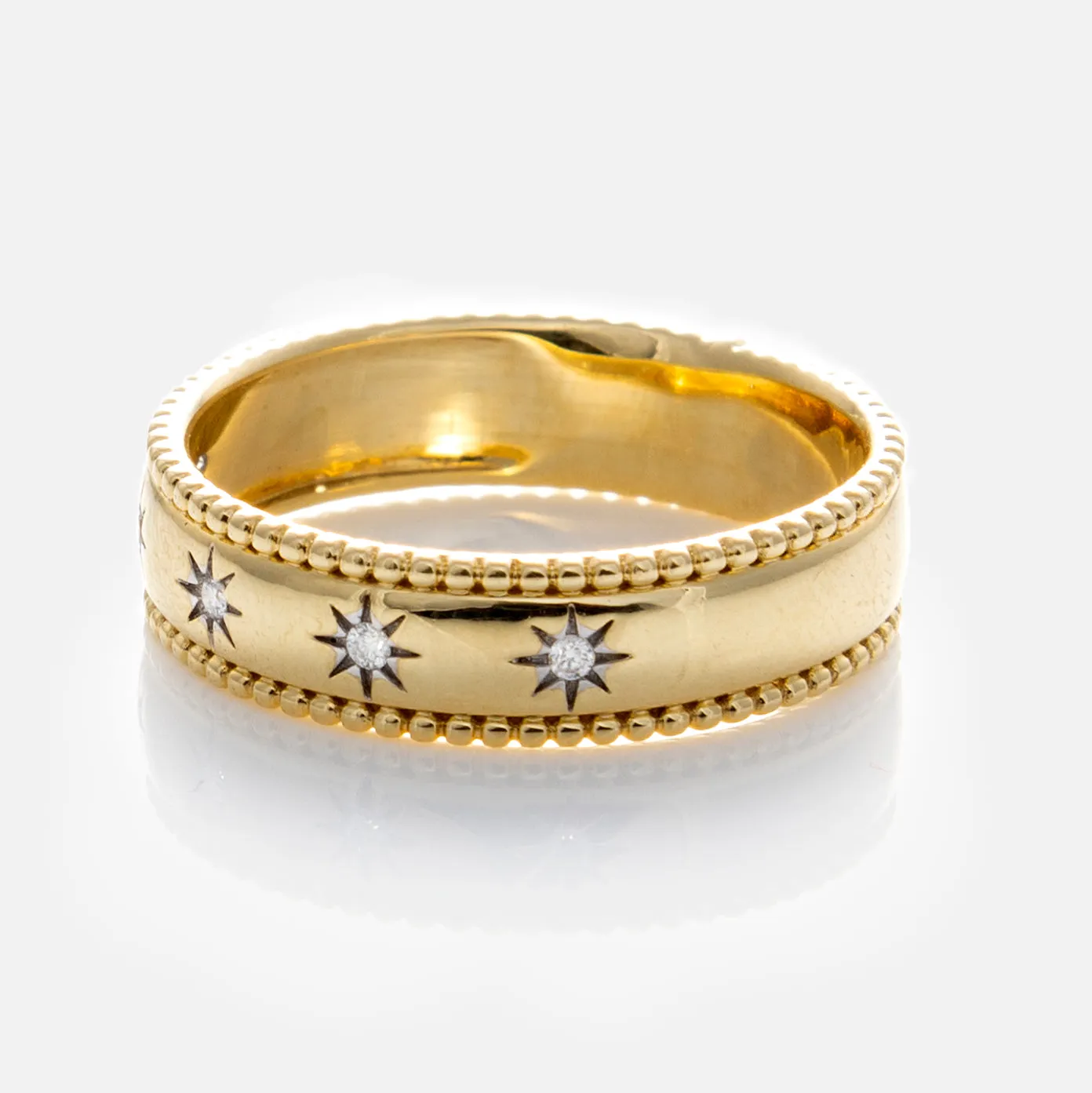 Solid Gold Bold Star Set Diamond Band
