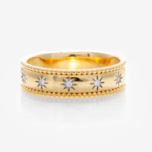 Solid Gold Bold Star Set Diamond Band