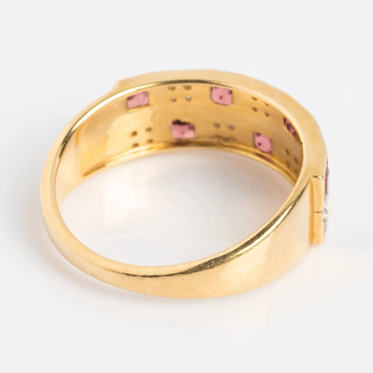 Solid Gold Garnet and Topaz Checkerboard Band
