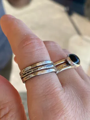 Solid Sterling Silver Stack Ring Set | Hand-Hammered Artisan Jewelry