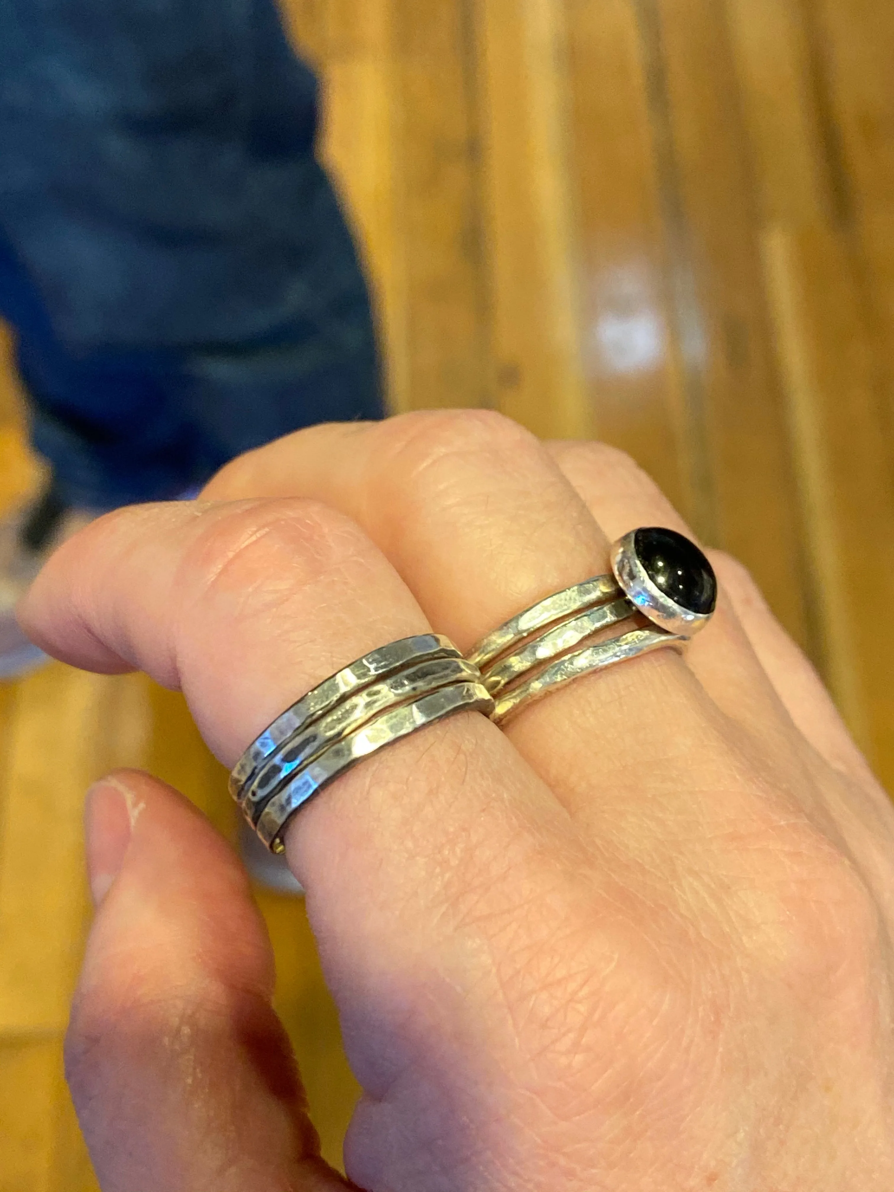 Solid Sterling Silver Stack Ring Set | Hand-Hammered Artisan Jewelry