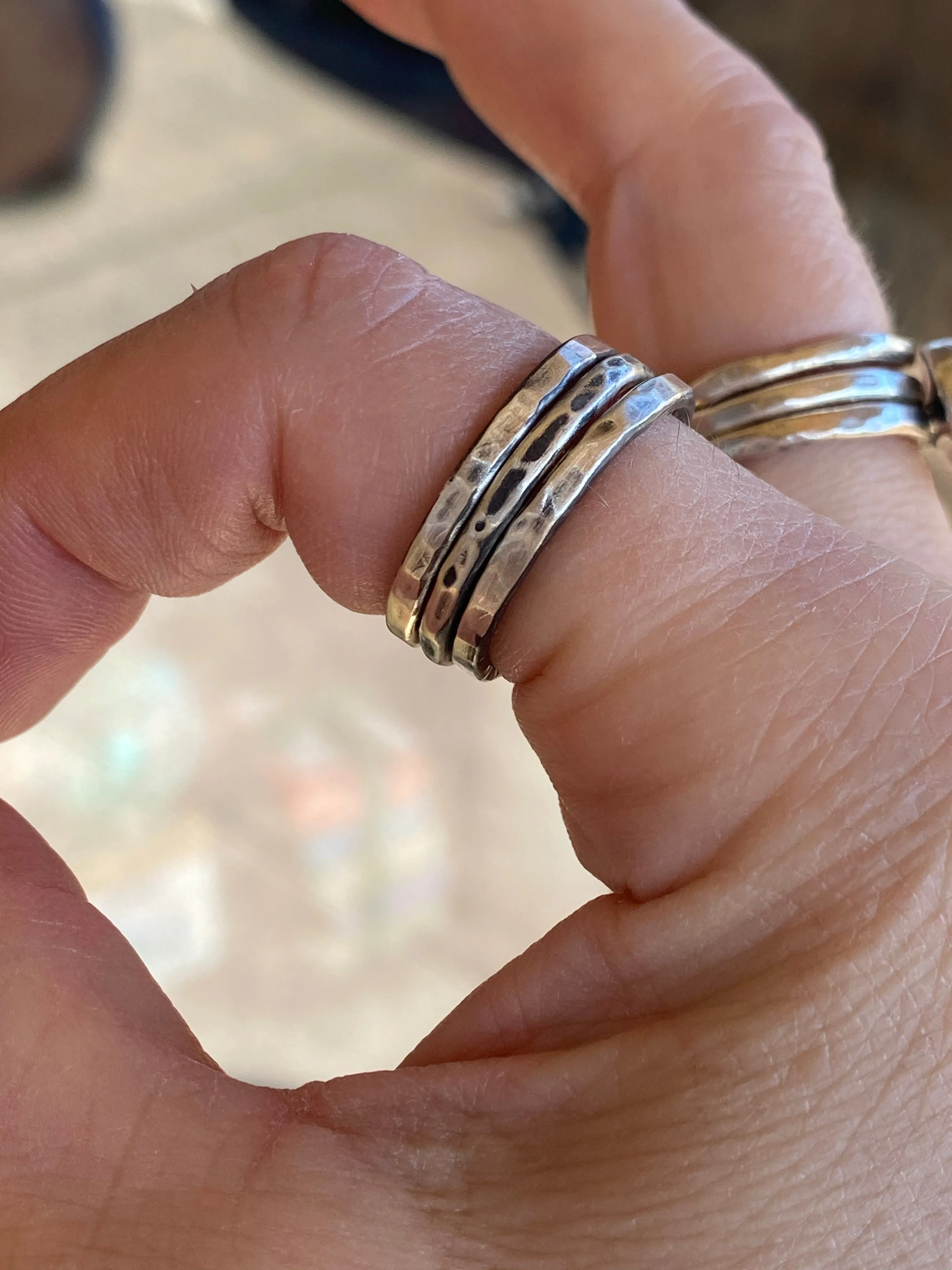 Solid Sterling Silver Stack Ring Set | Hand-Hammered Artisan Jewelry