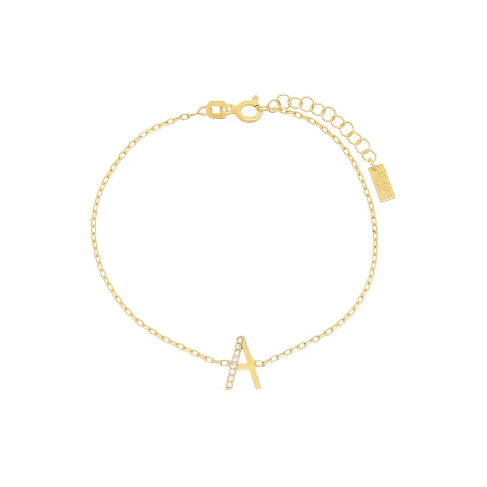 Solid/Pavé Uppercase Initial Bracelet