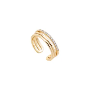 Solid/Pave Triple Stranded Adjustable Ring