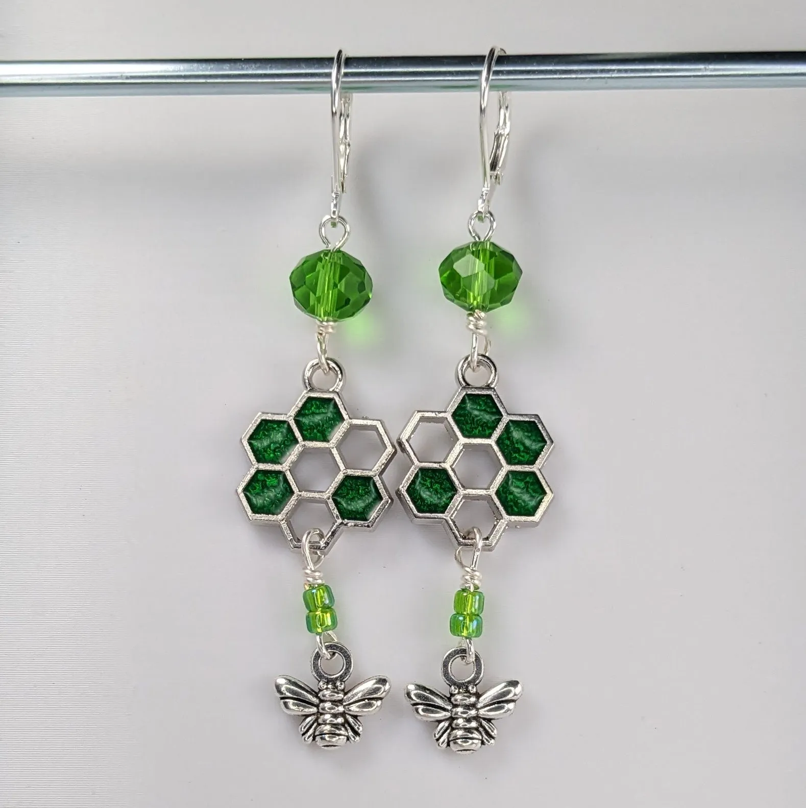 Sparkle Honeycomb & Bee Earrings & Stitch Markers
