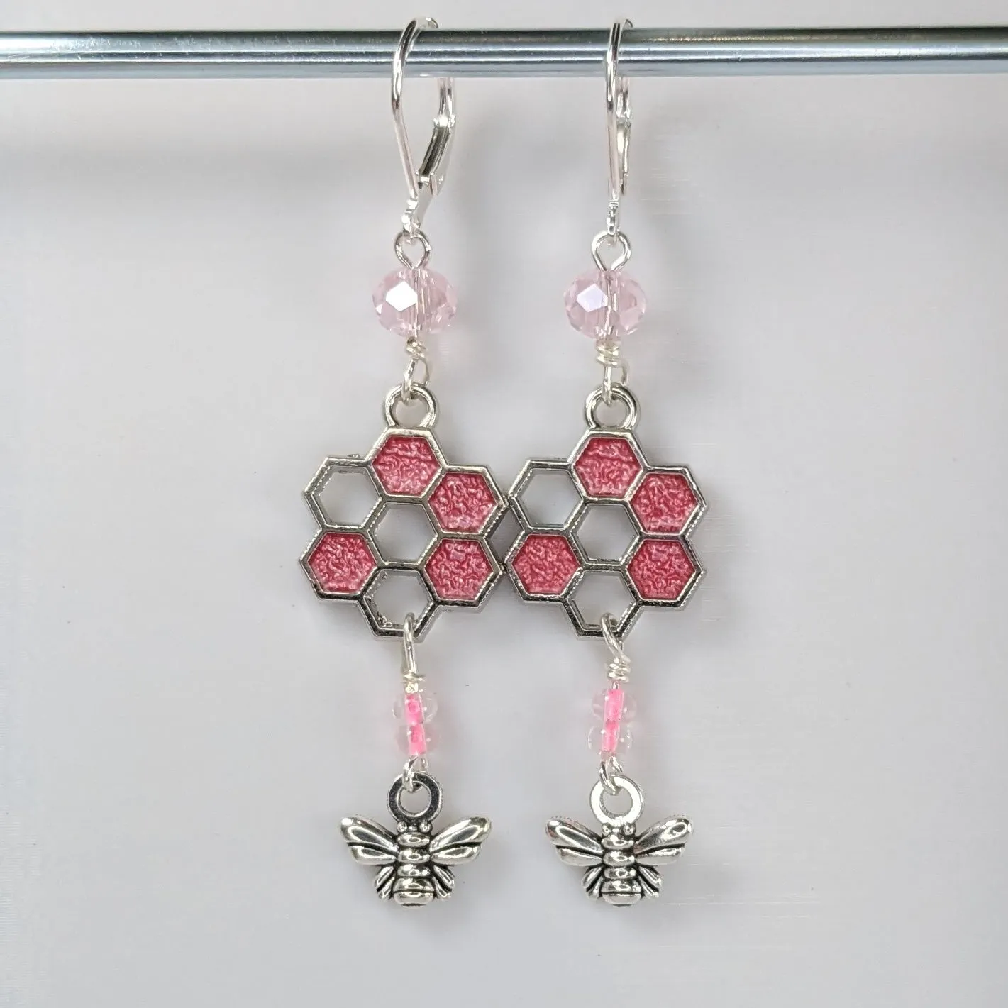 Sparkle Honeycomb & Bee Earrings & Stitch Markers