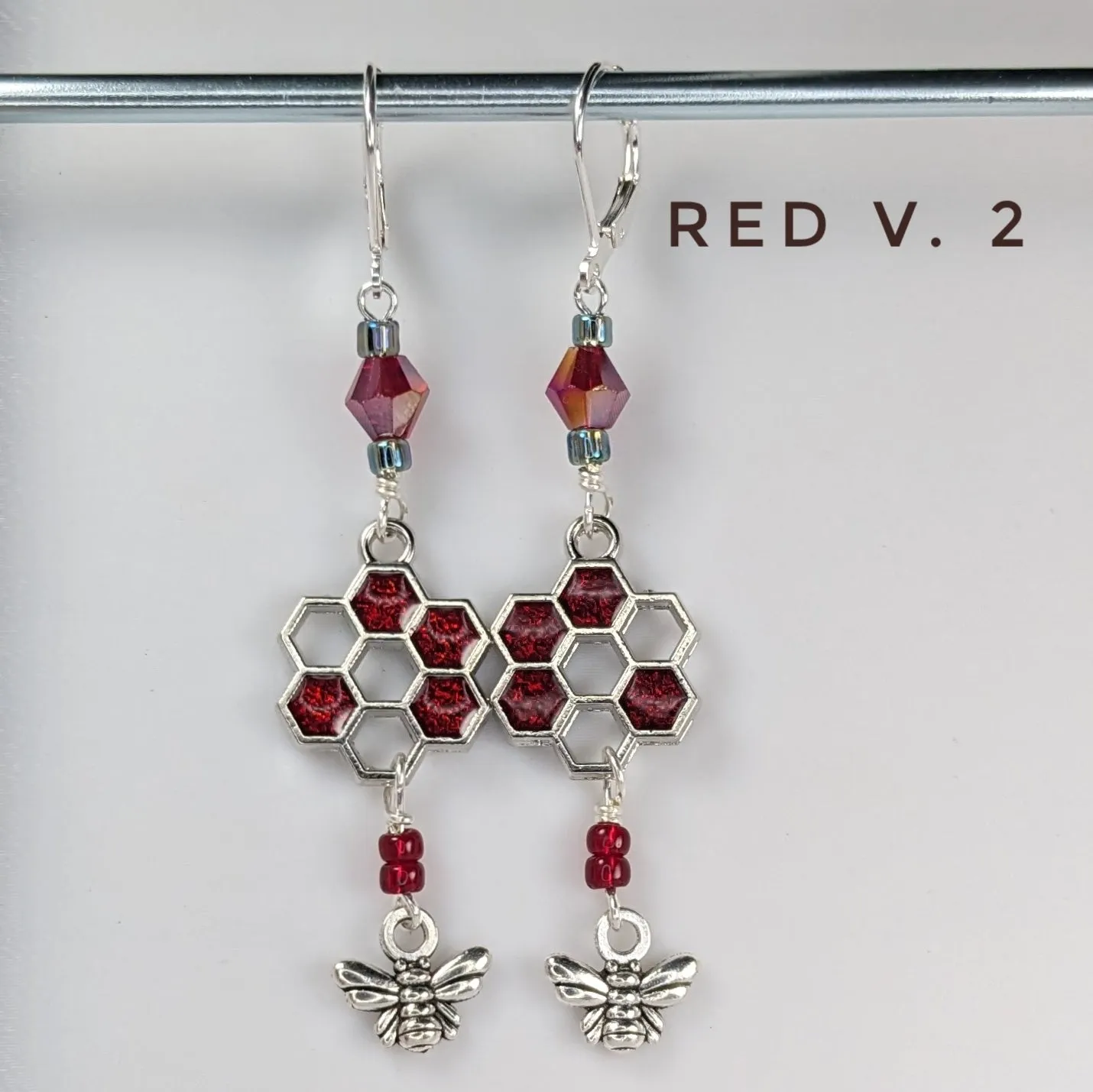 Sparkle Honeycomb & Bee Earrings & Stitch Markers