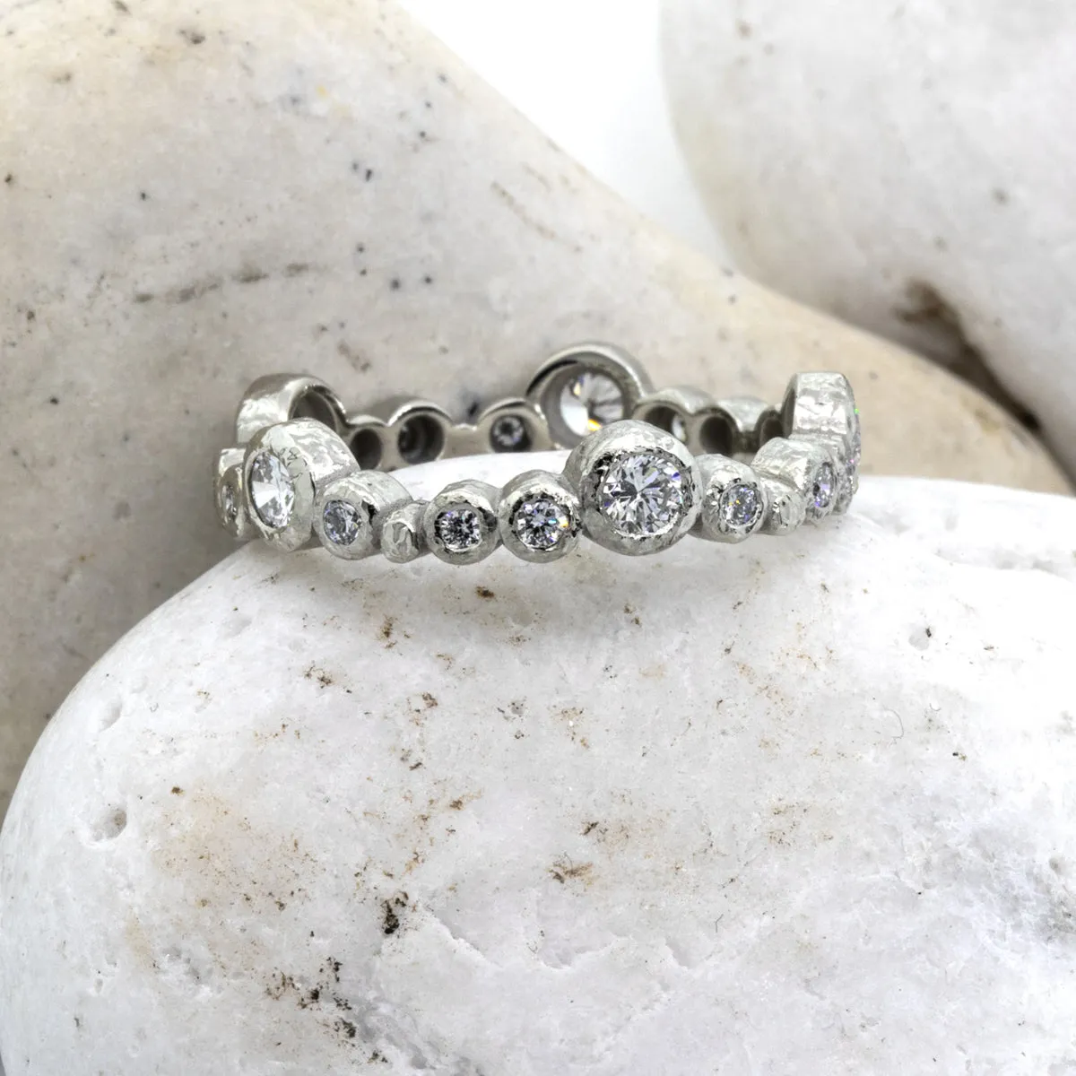 Sparkling Diamond Stream Band in 14k white gold