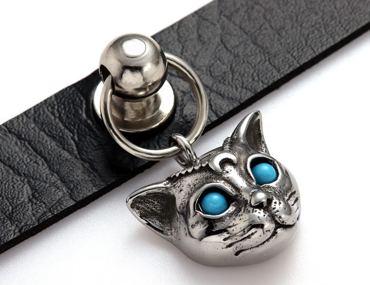 Spiked Choker Goth Necklaces Cat Black Chokers Necklaces for Women Leather Choker for Men Heart Choker Collar Adjustable Punk Jewelry Gifts(Cat A)