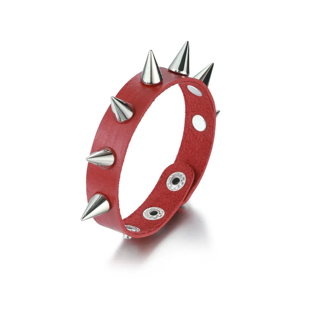 Spiked Studded Bracelet Black Leather Rivet Punk Bracelet Cuff Wrap Bangle Metal Wristband for Men Women Gothic Accessories