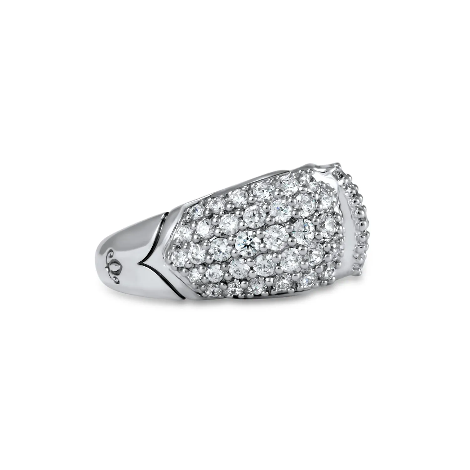 Spirit Pavé Stack Ring 13mm - Sterling Silver   CZ Blanc