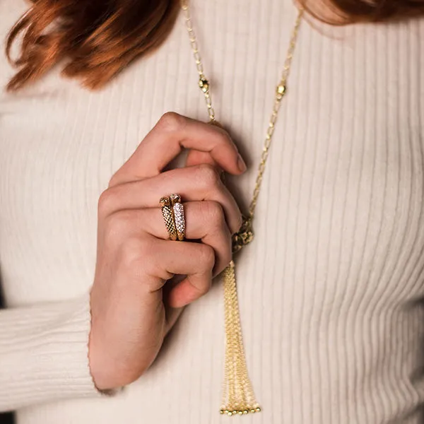 Spirit Pavé Stack Ring 5mm - 18K Gold Vermeil   CZ Blanc