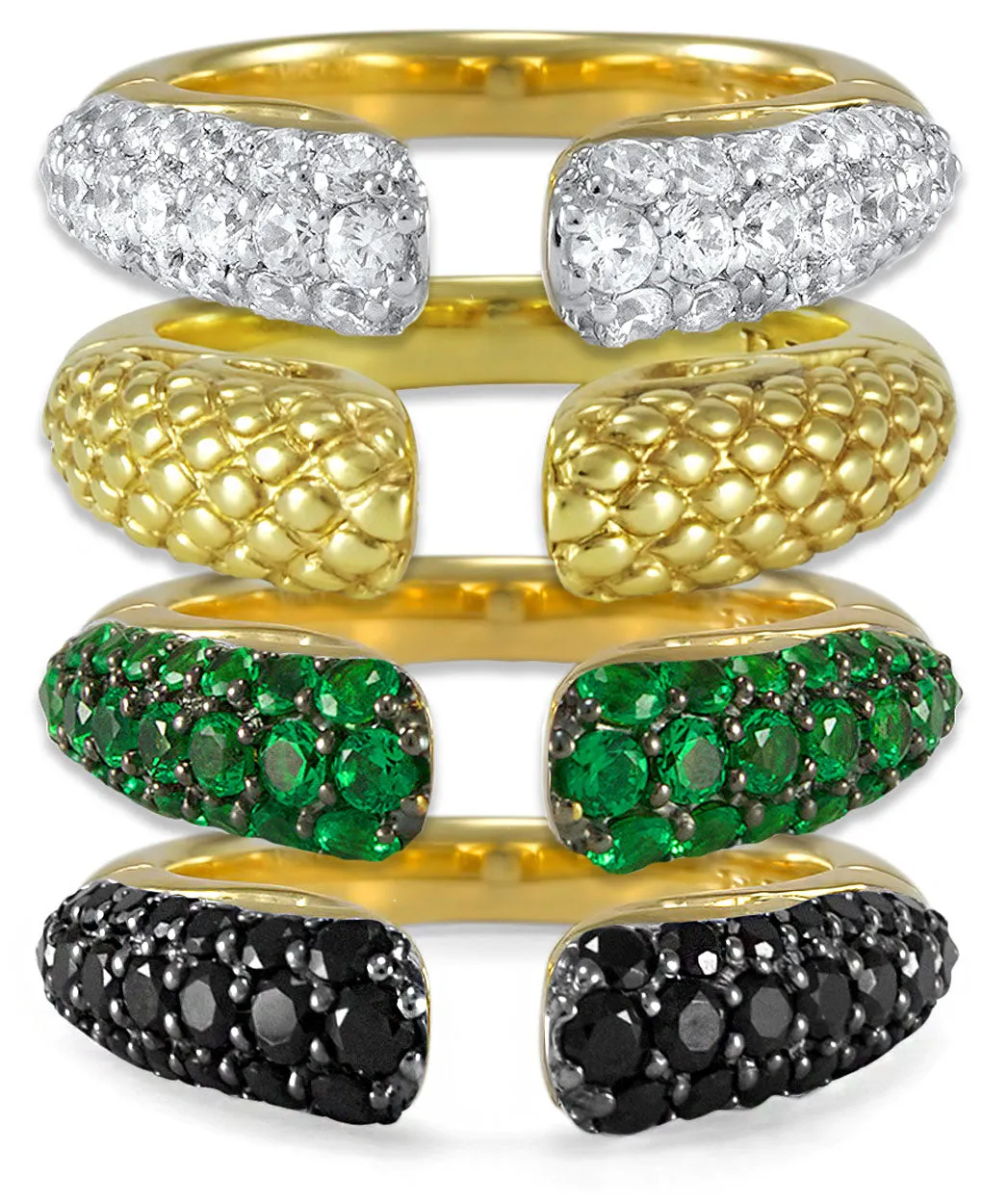 Spirit Pavé Stack Ring 5mm - 18K Gold Vermeil   CZ Vert
