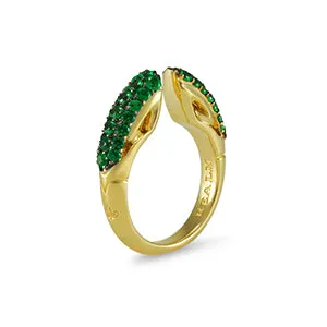 Spirit Pavé Stack Ring 5mm - 18K Gold Vermeil   CZ Vert