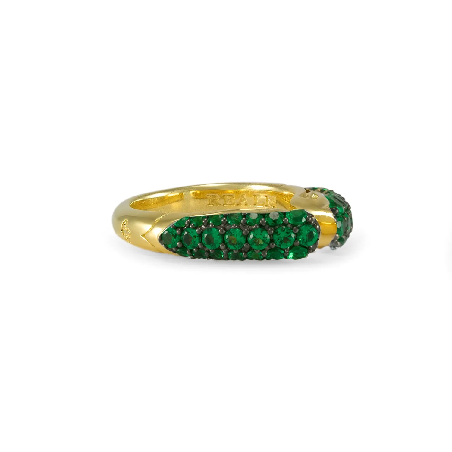 Spirit Pavé Stack Ring 5mm - 18K Gold Vermeil   CZ Vert