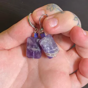 Square Amethyst Crystal Earrings💜