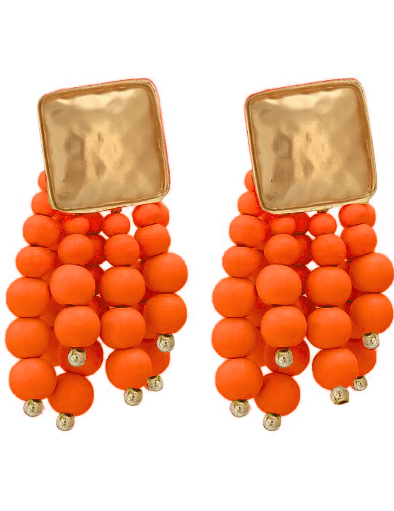 St. Barths La Robe Hammered Metal Beaded Tassel Earrings