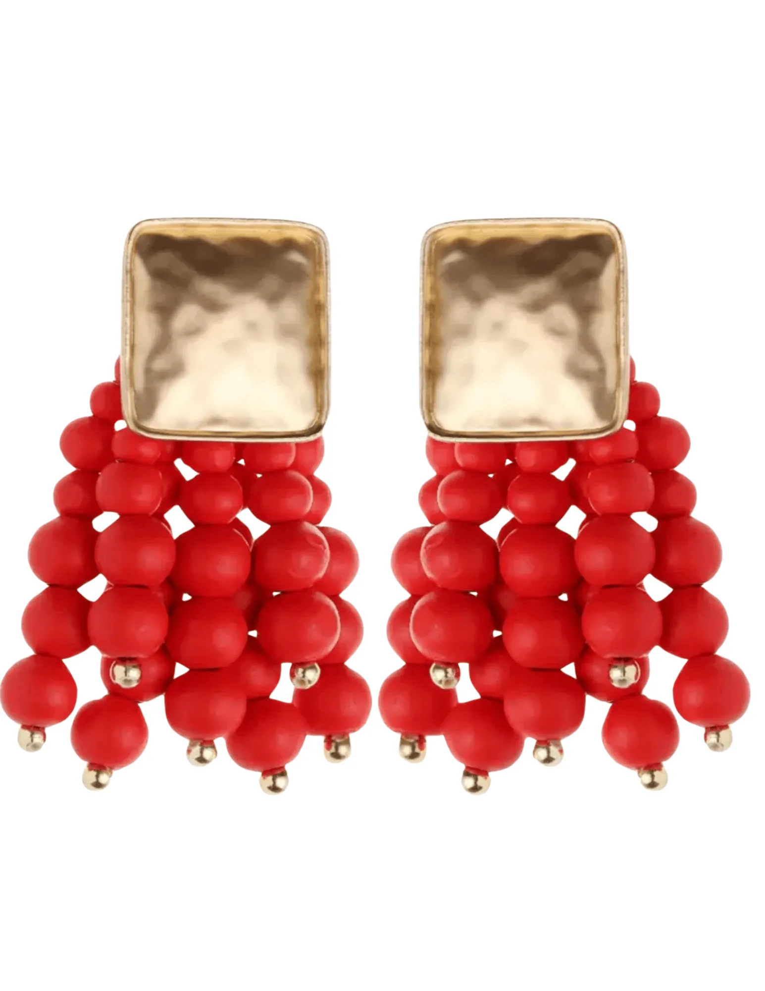 St. Barths La Robe Hammered Metal Beaded Tassel Earrings