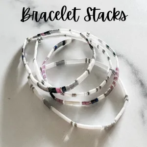 STACK of 3 DISCOUNT | Vine Glass Tila Bead Stretch Bracelets