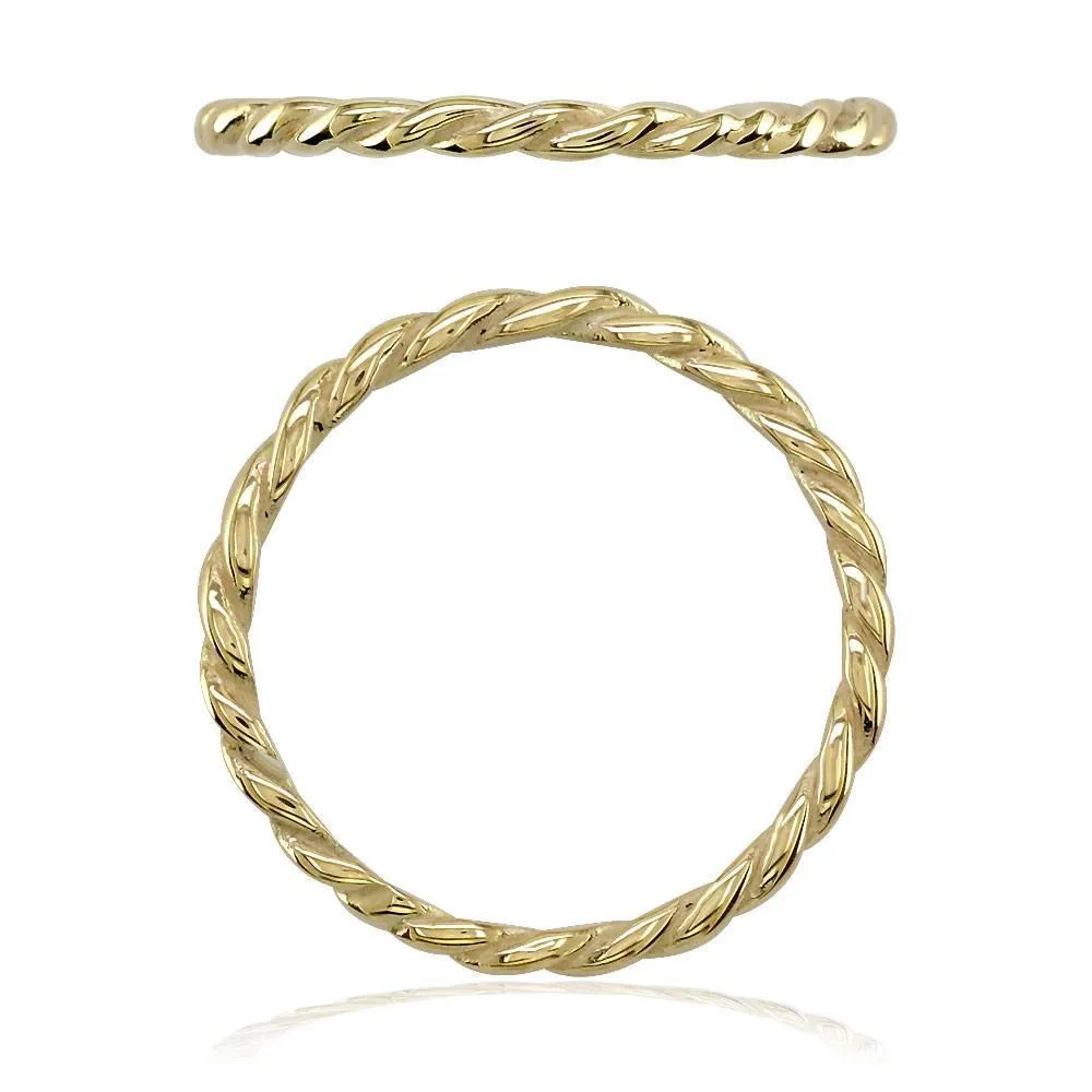 Stackable Rope Ring, 1.8mm in 14k Yellow Gold - Size 3.5 to 7