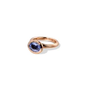 Stacked Oval Solitaire Ring  - Ceylon Blue Sapphire