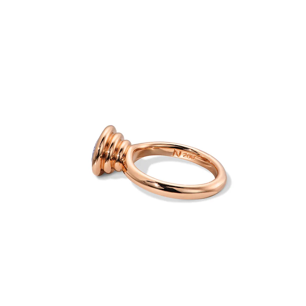 Stacked Oval Solitaire Ring  - Ceylon Blue Sapphire