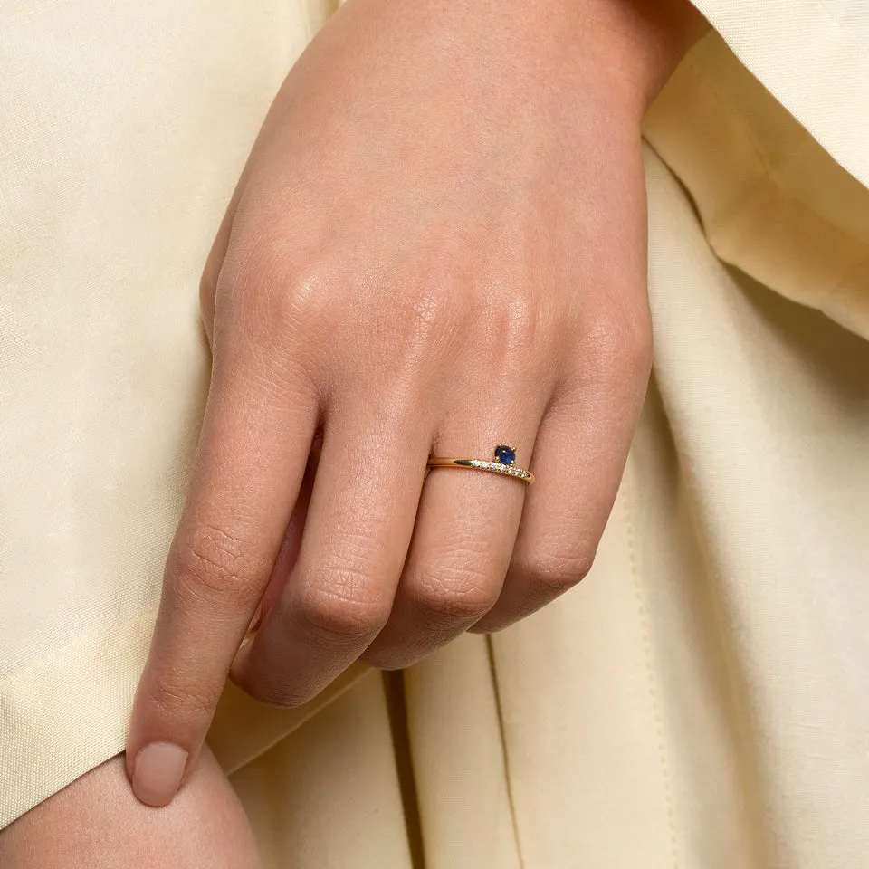 Stacked Ring - Sapphire & White Diamond