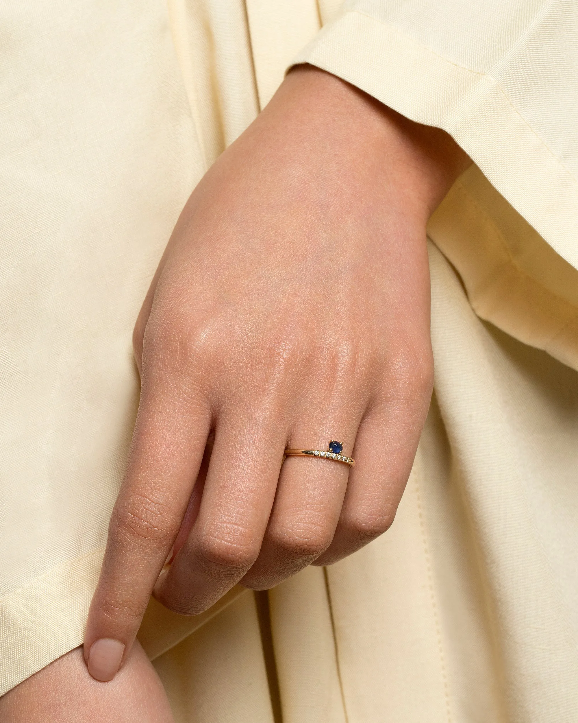 Stacked Ring - Sapphire & White Diamond