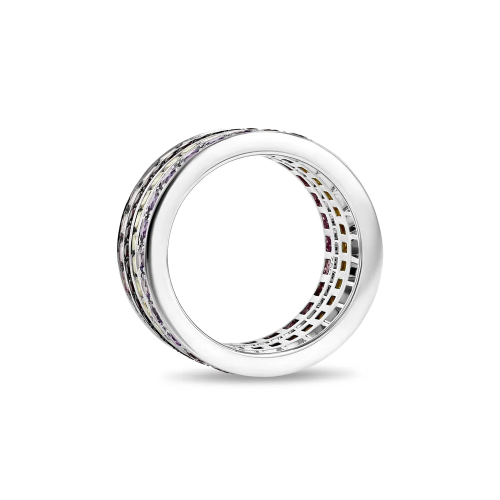Stacked Ring with Pink, Purple, Yellow & Red Sapphires