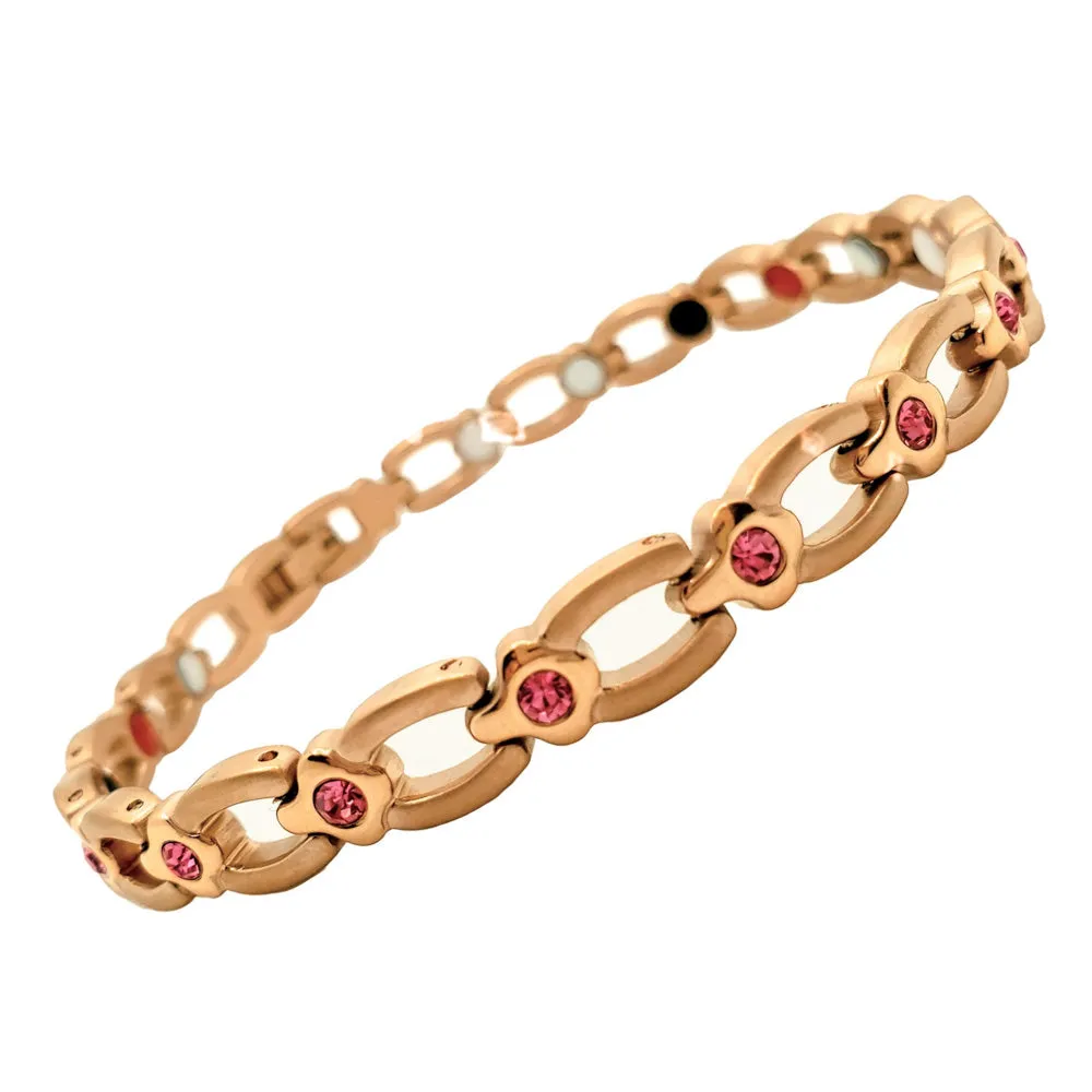 Stainless Steel Energy Bracelet 4-in-1 with Crystals. 2 Colors available. Model B557W