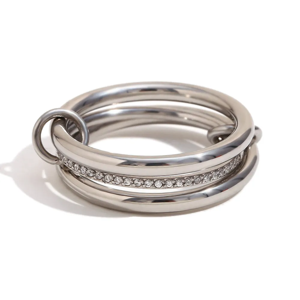 Stainless Steel Triple Ring Two Tone